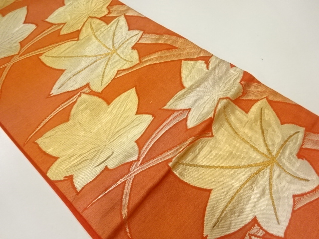 JAPANESE FUKURO OBI / WOVEN MAPLE LEAVES